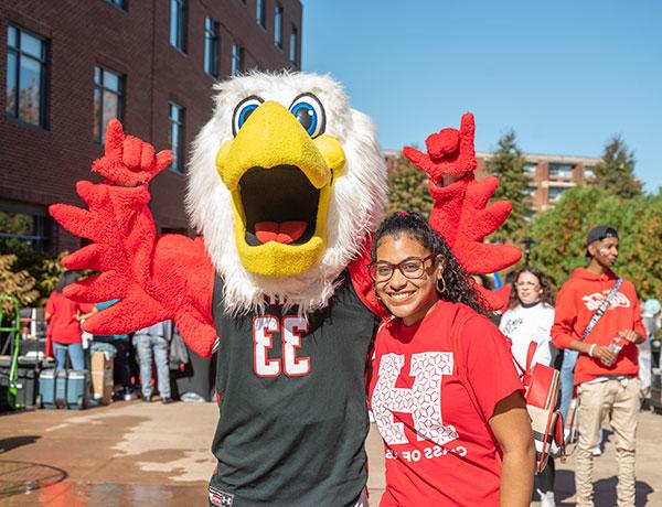 Student and Howie Hawk